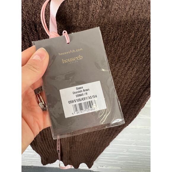 House of CB Women's Sloane Bouclé Knit Maxi Skirt Chocolate Brown Size M NWT - Picture 5 of 9